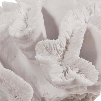 Lily 9 Inch Faux Coral Table Figurine, Polyresin Textured Sculpture, White - View 2