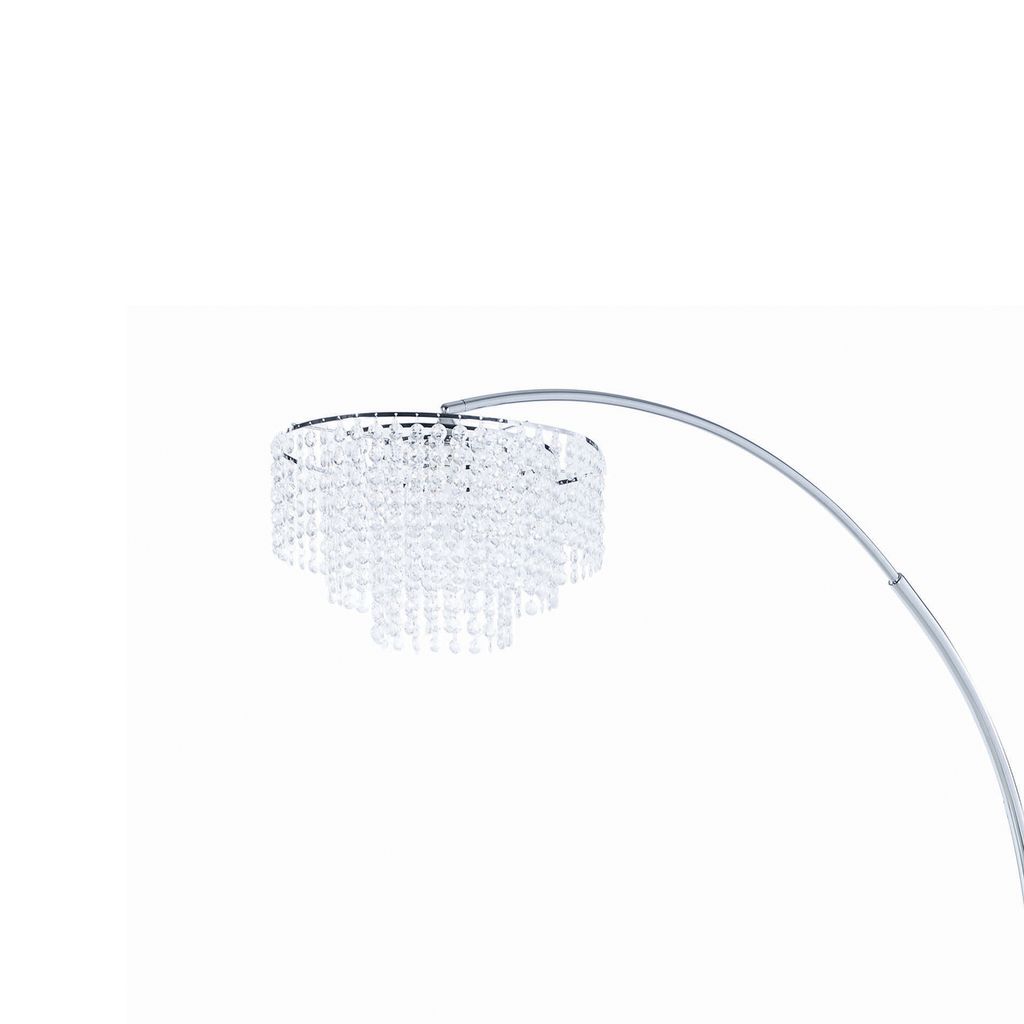 Crystal Accented Tiered Metal Floor Lamp with Marble Base, Silver and White - View 2