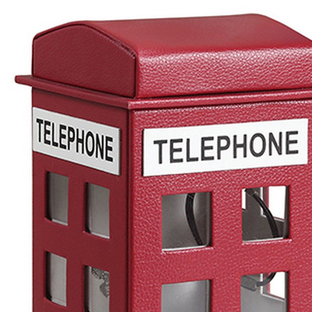Telephone Booth Jewelry Box with 2 Drawers, Burgundy Red - View 2