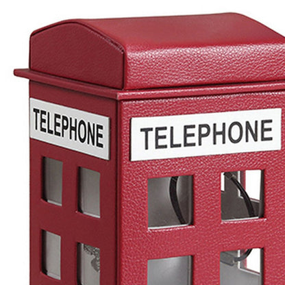 Telephone Booth Jewelry Box with 2 Drawers, Burgundy Red - View 2