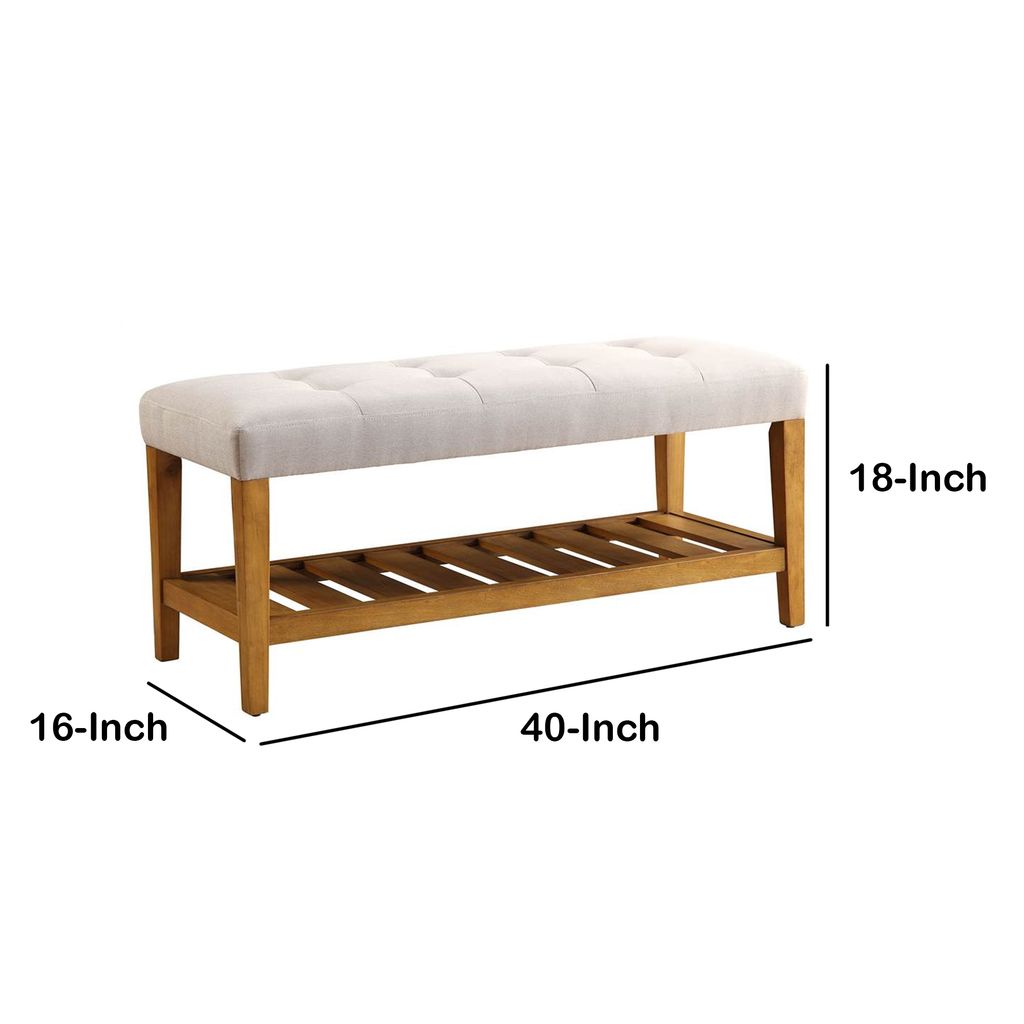 Wooden Bench, Light Gray & Oak - View 5