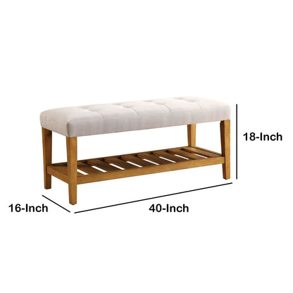 Wooden Bench, Light Gray & Oak - View 5