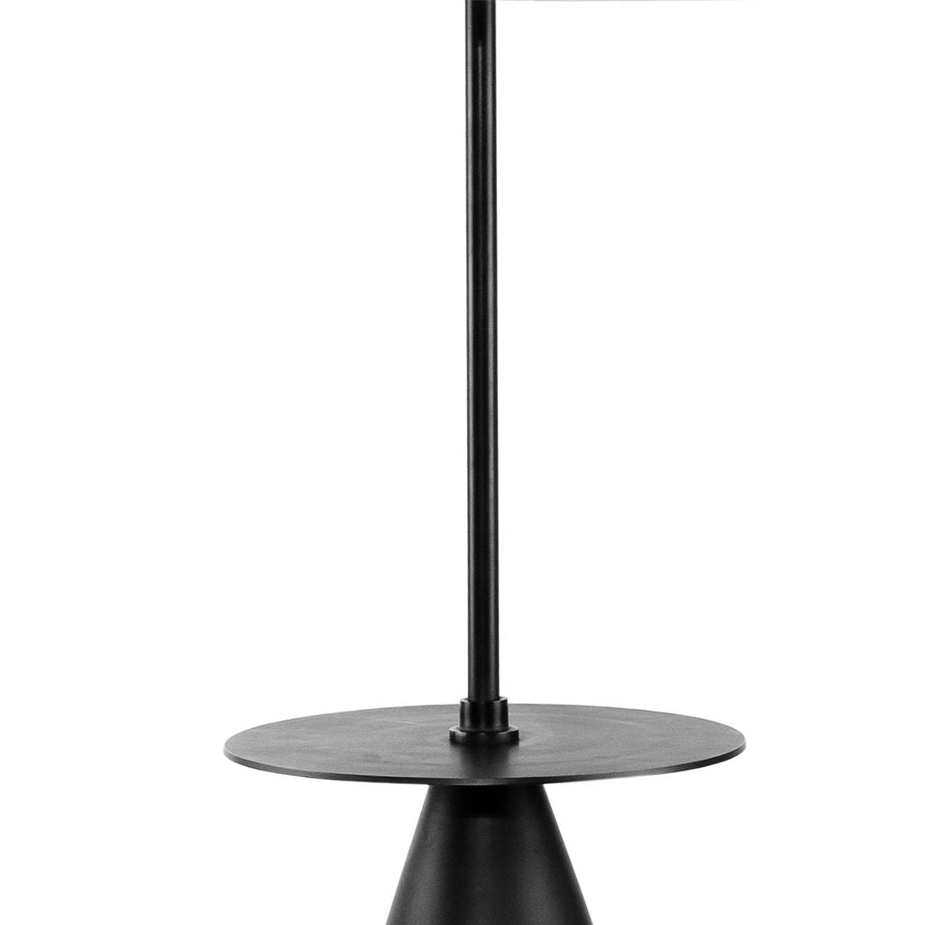 61 Inch Modern Floor Lamp, Round Drum Shade, Aluminum Frame, White, Black - View 3