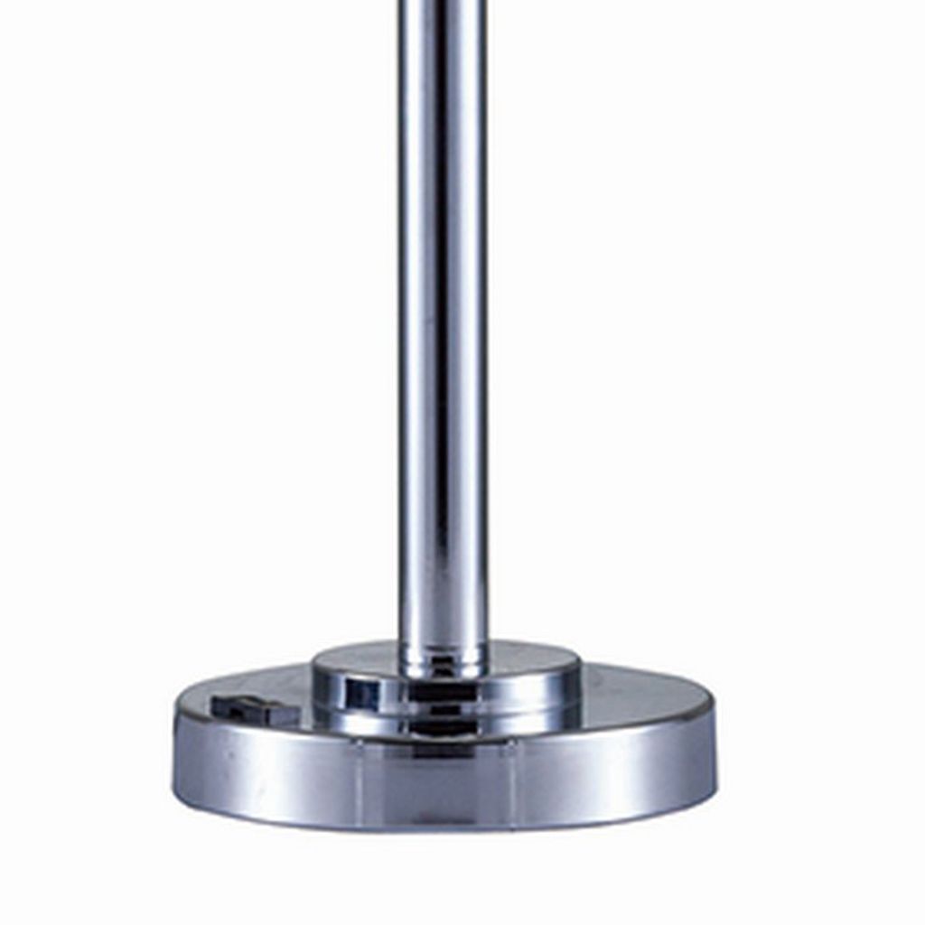 Metal Table Lamp with Hanging Acrylic Beads and USB Plugin, Silver - View 5