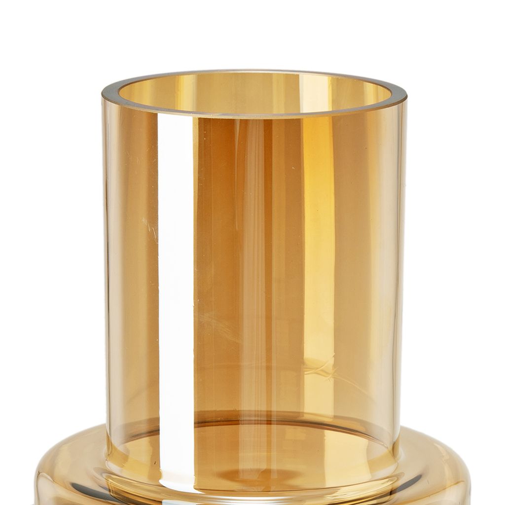 Alma 14 Inch Modern Vase, Geometric Design, Amber Luster Glass Frame - View 3