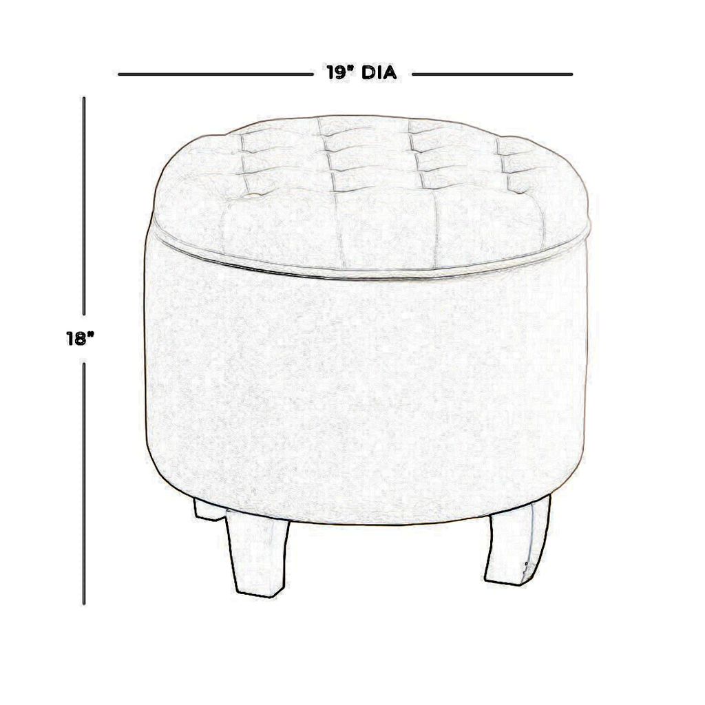 Button Tufted Velvet Upholstered Wooden Ottoman with Hidden Storage, Cream and Brown - View 6