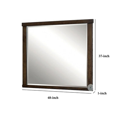 Rectangular Wooden Frame Mirror with Mounting Hardware, Walnut Brown - View 6