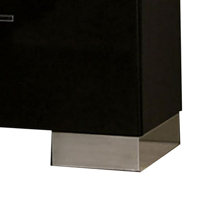 Cari Two Drawer Nightstand with USB Charger, Chrome, Black - View 4