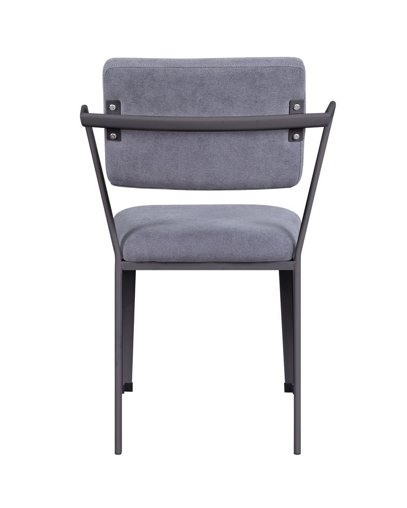 Metal Chair with Fabric Upholstered Seat and Back, Gray - View 3