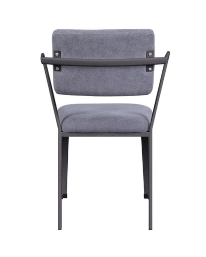 Metal Chair with Fabric Upholstered Seat and Back, Gray - View 3