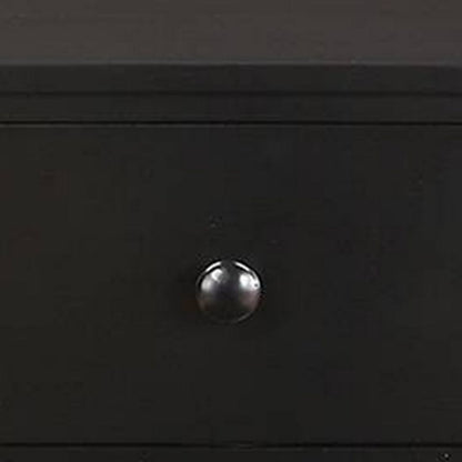 Pine Wood Night Stand With 2 Drawers, Black - View 3