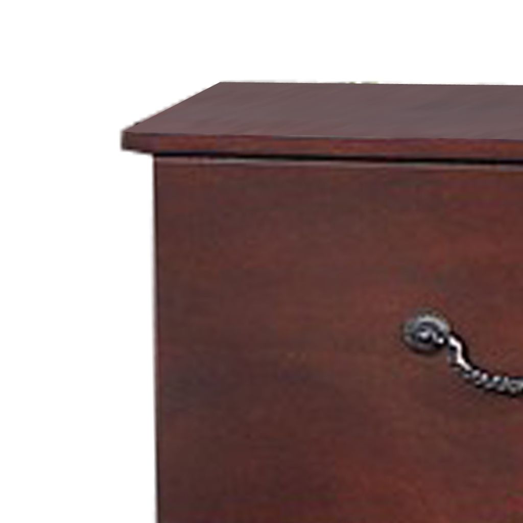 Bran 27 Inch 2 Drawer Nightstand, Pine Wood, Grain Details, Cherry Brown - View 2