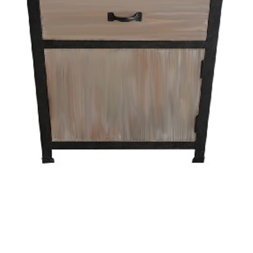 Transitional Wooden End Table with Metal Framing, Black & Brown - View 4