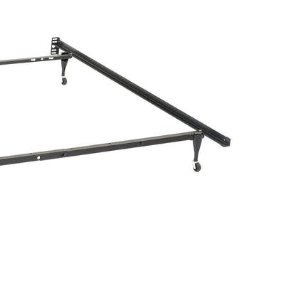 Nit Multisize Metal Bed Frame, Twin or Full Size, Caster Wheels, Black - View 3