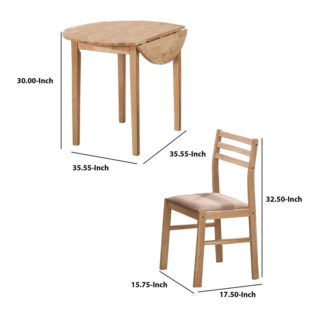 Sophisticated 3 Piece Wooden Table And Chair Set, Brown - View 6
