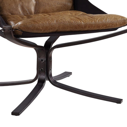 Faux Leather Upholstered Metal Frame Accent Chair with Star Base,Brown - View 3