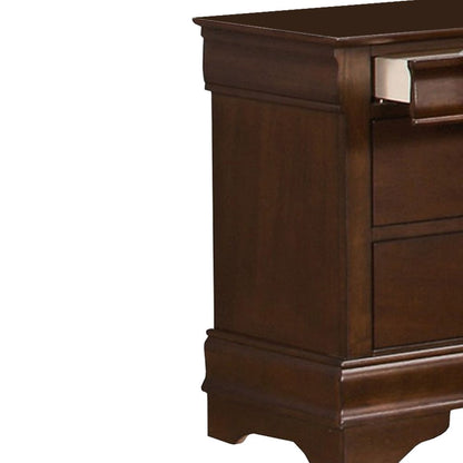 Wooden Night Stand With Hidden Drawer, Cherry Brown - View 4