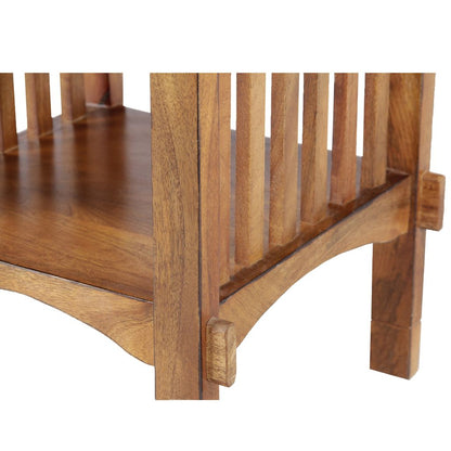 Spacious Mango Wood Telephone Stand with Slatted Side Panels, Brown - View 4