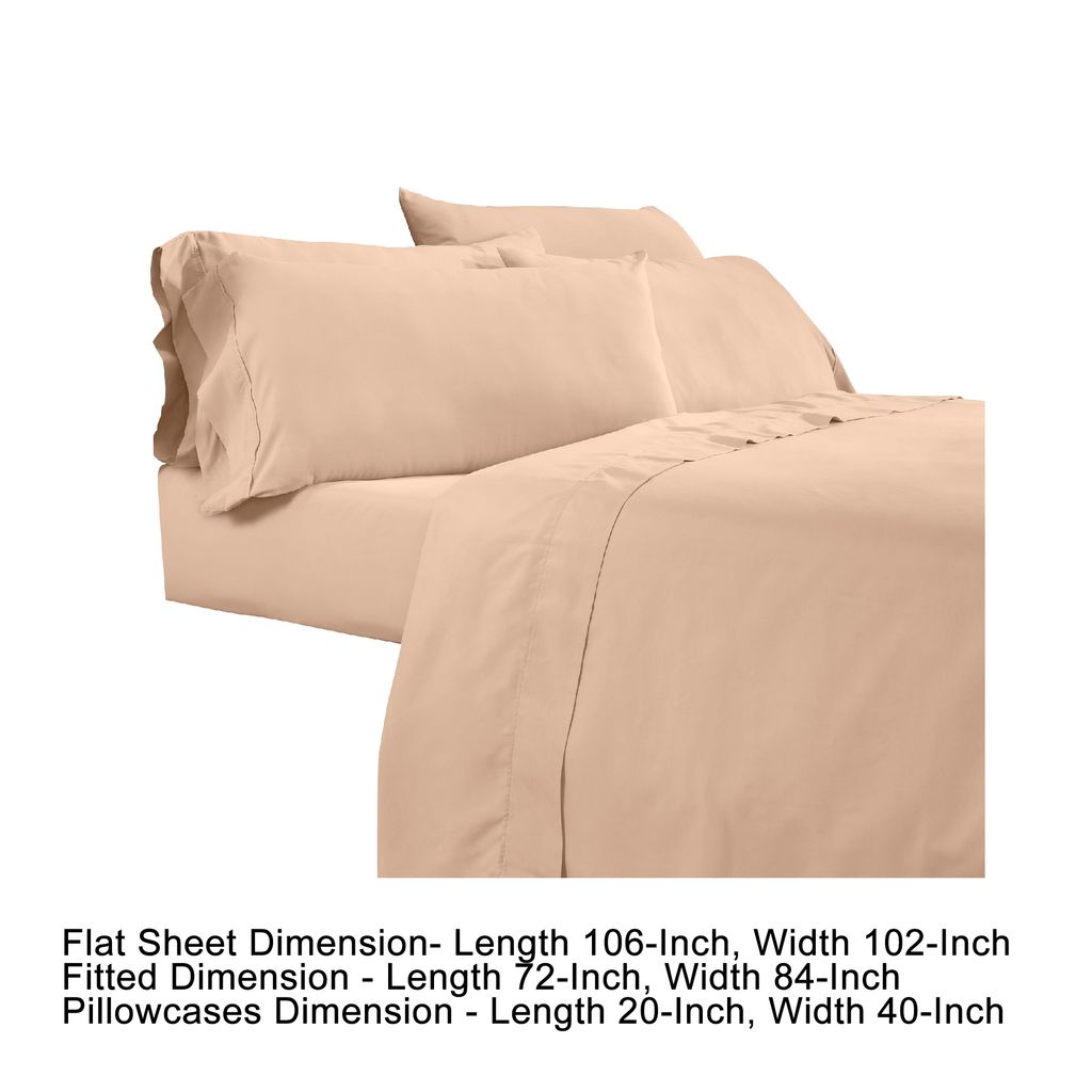 Minka 6 Piece California King Bed Sheet Set, Soft Microfiber, Sand Pink - View 6