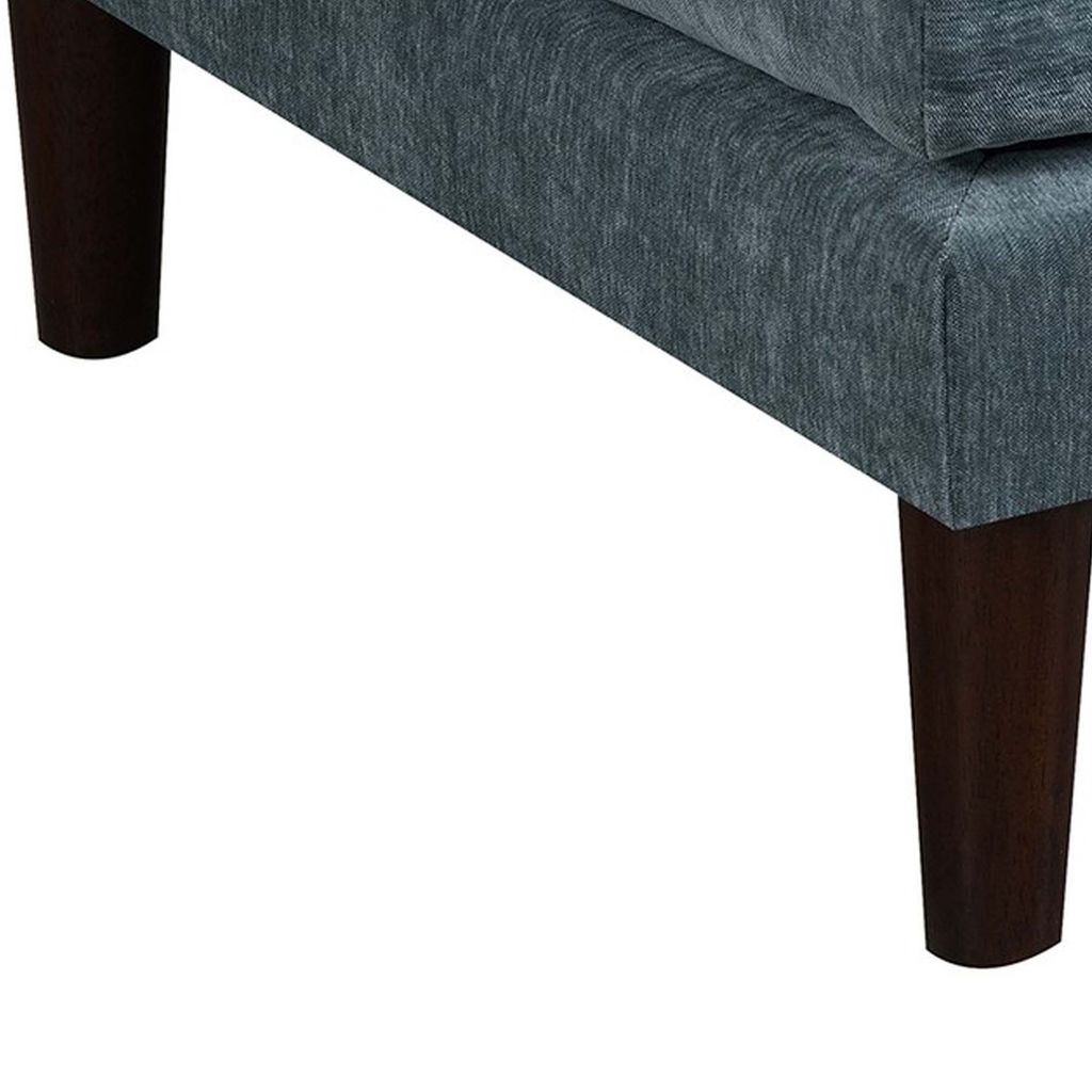 Rio 32 Inch Modular Ottoman, Box Cushion Seat, Wood Legs, Slate Blue Fabric - View 3