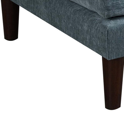 Rio 32 Inch Modular Ottoman, Box Cushion Seat, Wood Legs, Slate Blue Fabric - View 3