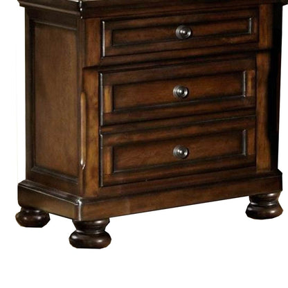Classic Wooden Night Stand with 2 Drawers Brown - View 5