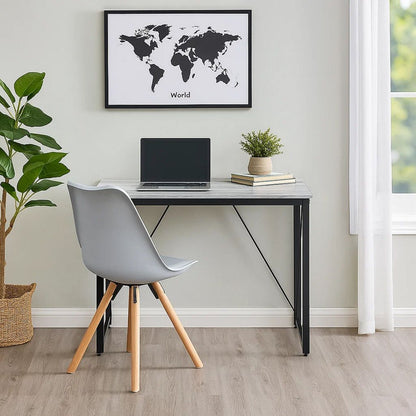 Writing Desk with V Shaped Accent and Distressed Look, White - View 7