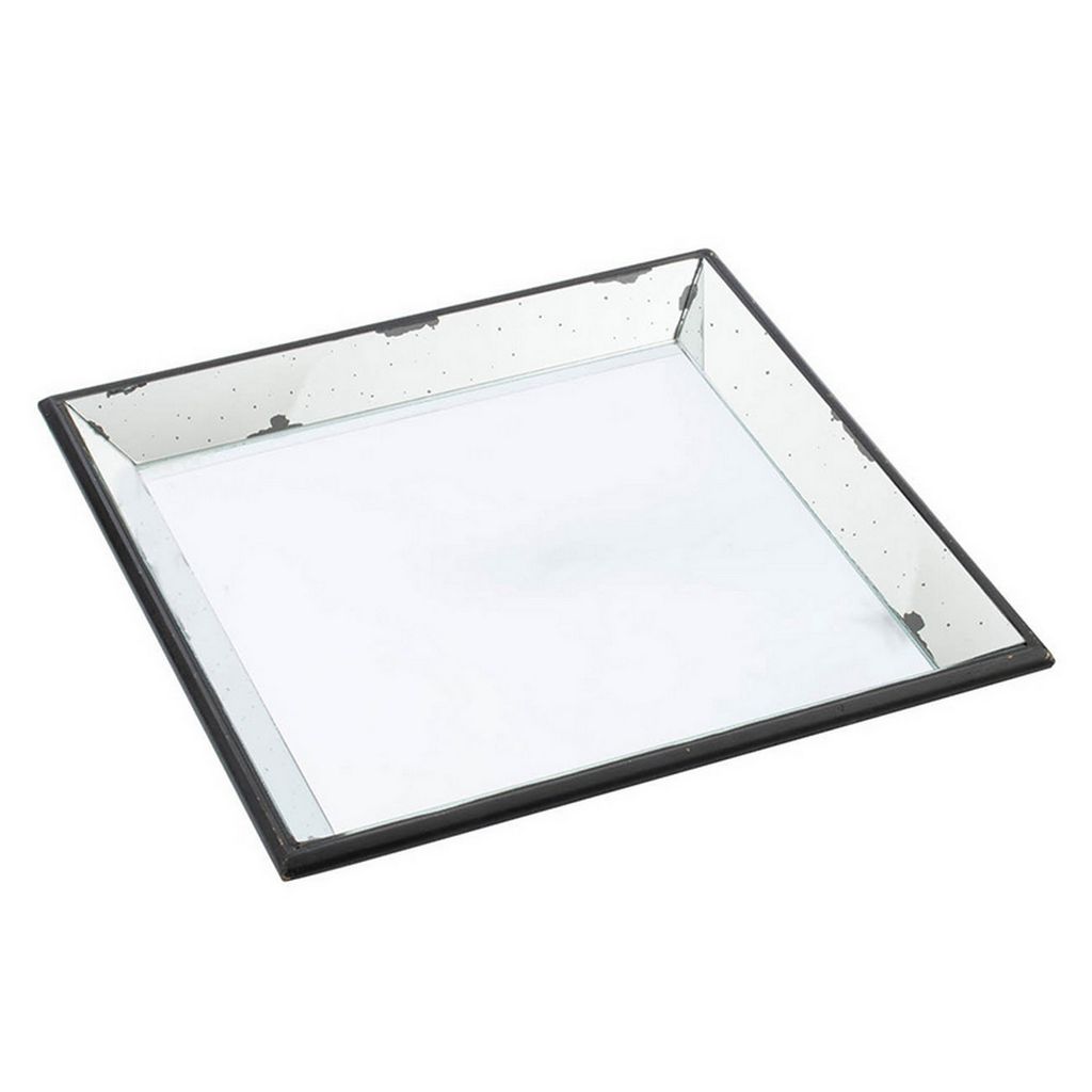 Inez 20 Inch Decorative Glass Tray, Silver Mirrored, Wall Hanger, Medium - View 3