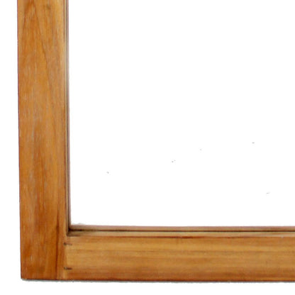 Farmhouse Style Rectangular Wooden Wall Mirror Set of 2 with Arched Top, Brown - View 4
