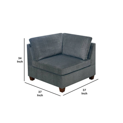 37 Inches Fabric Upholstered Wooden Corner Wedge, Gray - View 5