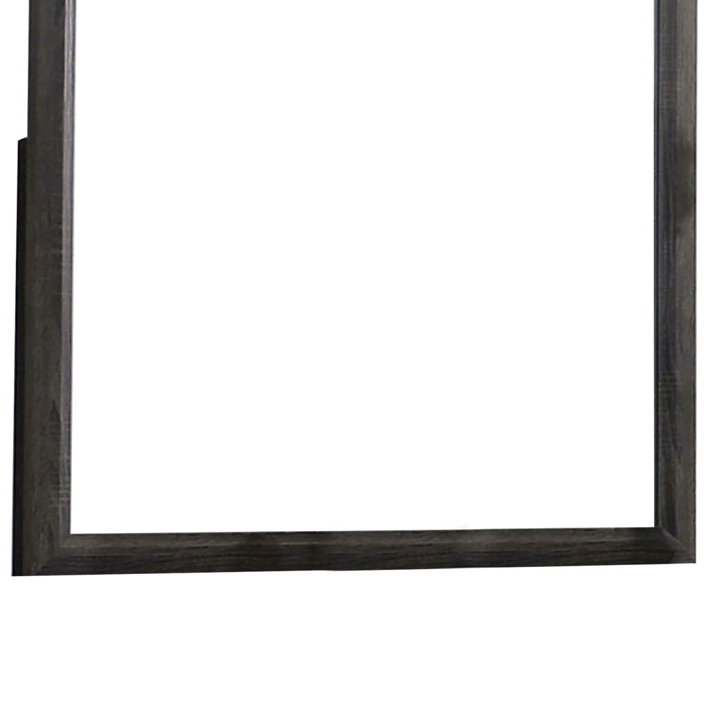 39 Inch Contemporary Wooden Frame Mirror, Gray - View 3
