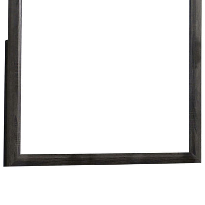 39 Inch Contemporary Wooden Frame Mirror, Gray - View 3