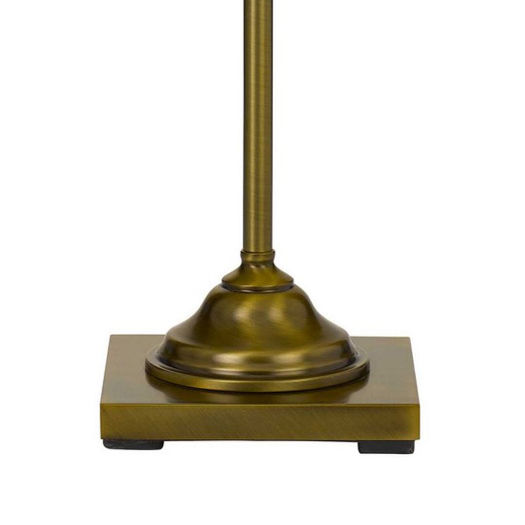 60 Inch Metal Downbridge Design Floor Lamp with Caged Shade, Antique Brass - View 4