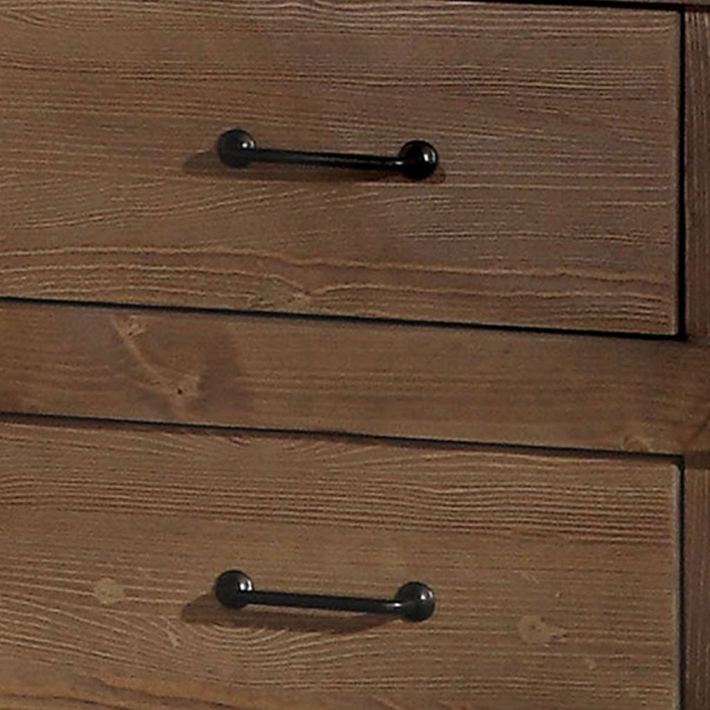 Two Drawer Nightstand With Metal Handle, Antique Oak - View 3