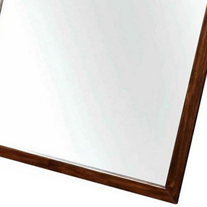 Mirror with Rectangular Wooden Frame, Cherry Brown - View 5