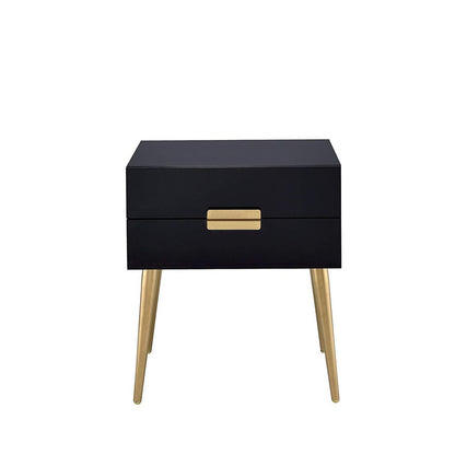 Denvor Square End Table with Drawers, Black & Gold - View 3