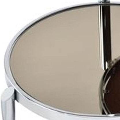 Twin Top Coffee Table with Tubular Rounded Legs, Silver - View 3