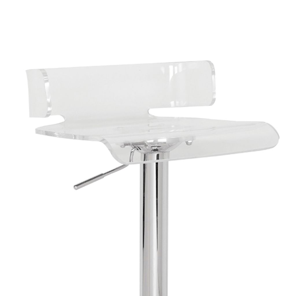 Smart Looking Adjustable Stool with Swivel, Clear & Chrome - View 3