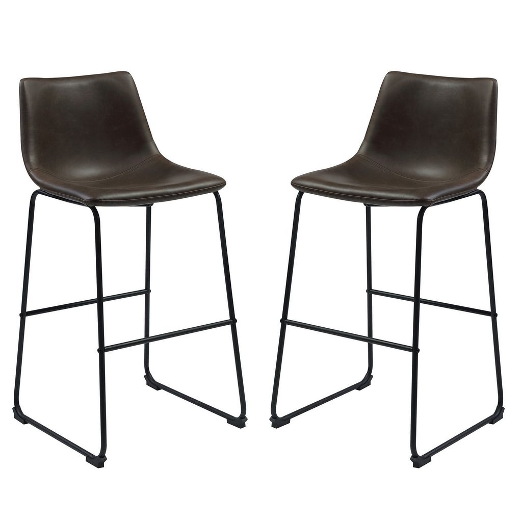 Casual Contoured Bar Height Stool, Brown, Set of 2 - View 3