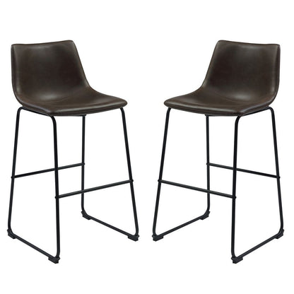 Casual Contoured Bar Height Stool, Brown, Set of 2 - View 3