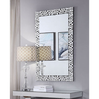 Wooden Backing Wall Decor with Faux Crystals Inlaid Border, Black and Clear - View 7