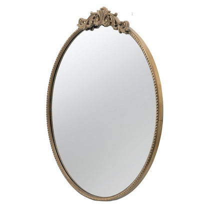 Kea 32 Inch Vintage Round Wall Mirror, Gold Metal Frame, Baroque Design - View 2