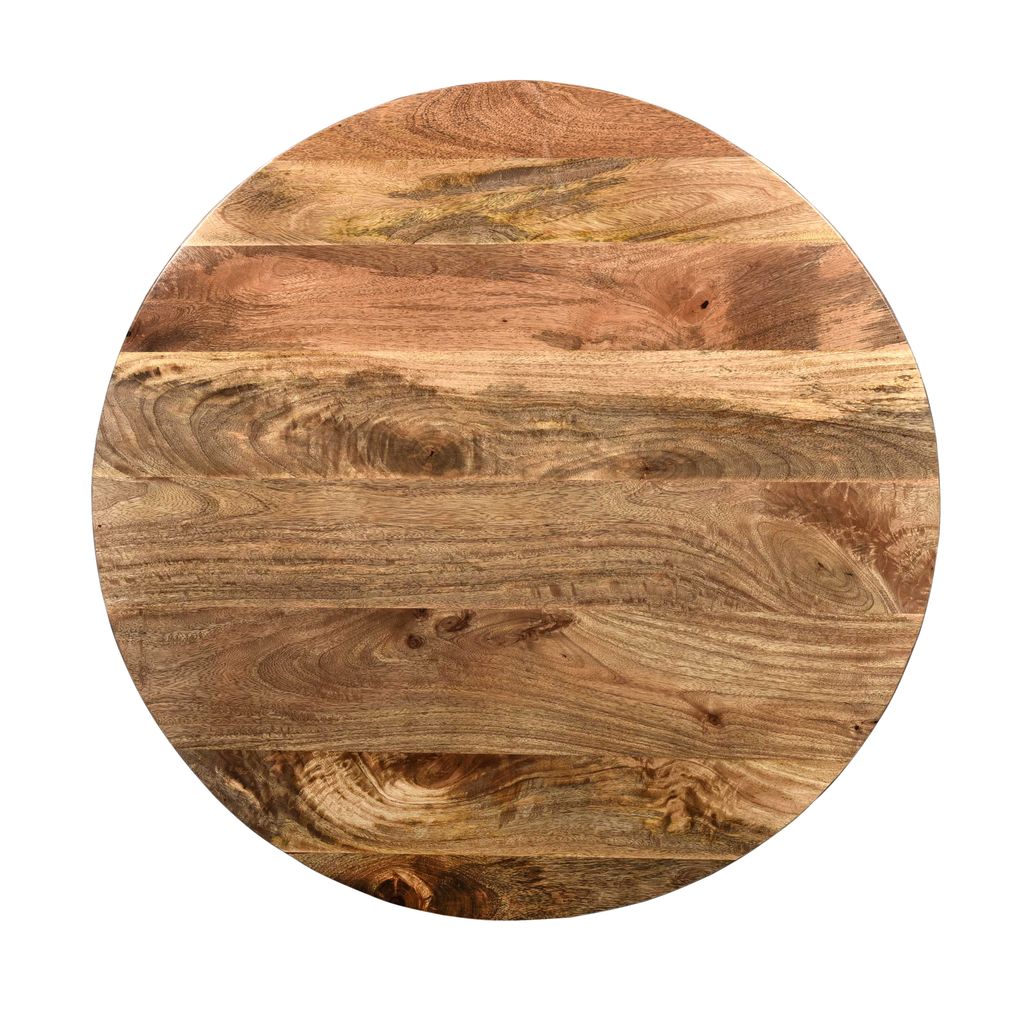 Arthur Mango Wood 35.5 Inch Coffee Table In Round Shape, Dark Brown - View 3