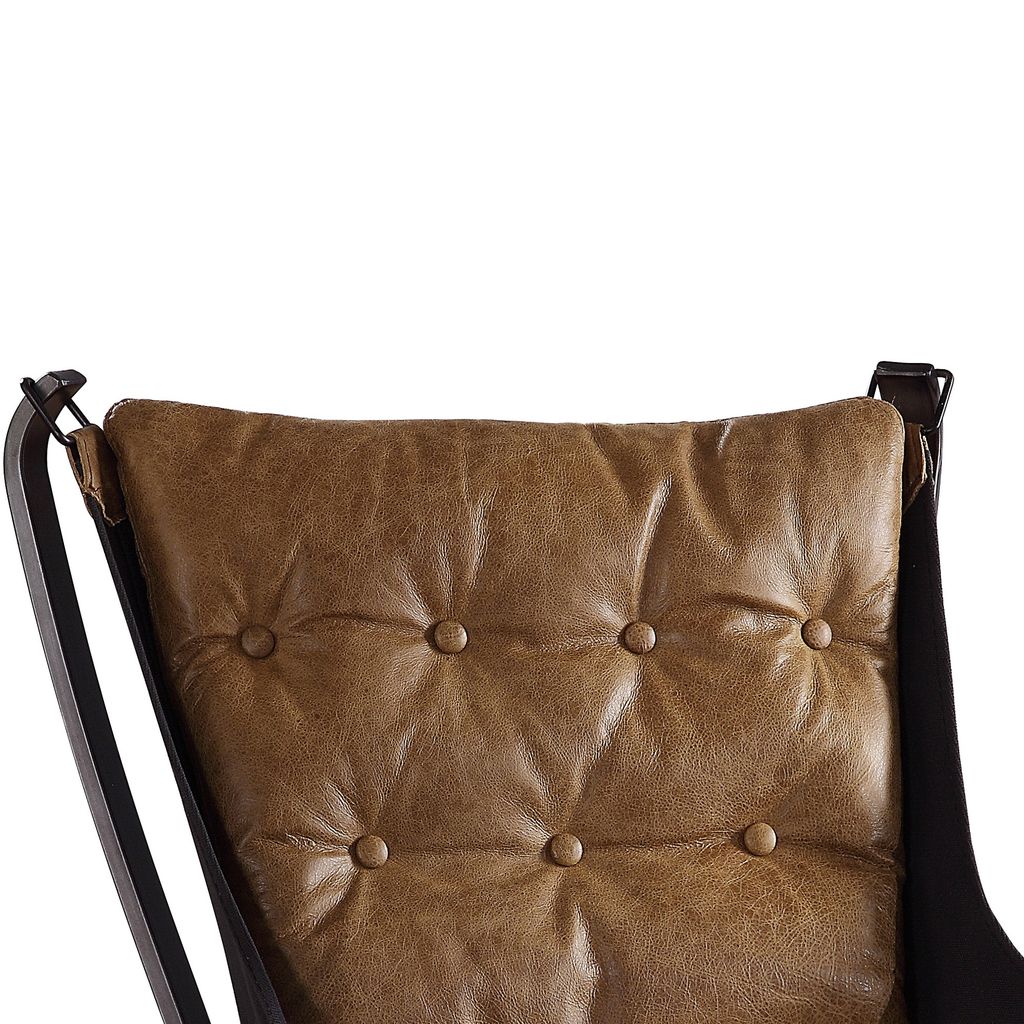 Faux Leather Upholstered Metal Frame Accent Chair with Star Base,Brown - View 4