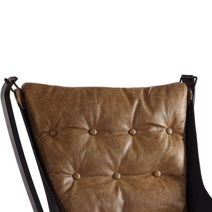 Faux Leather Upholstered Metal Frame Accent Chair with Star Base,Brown - View 4