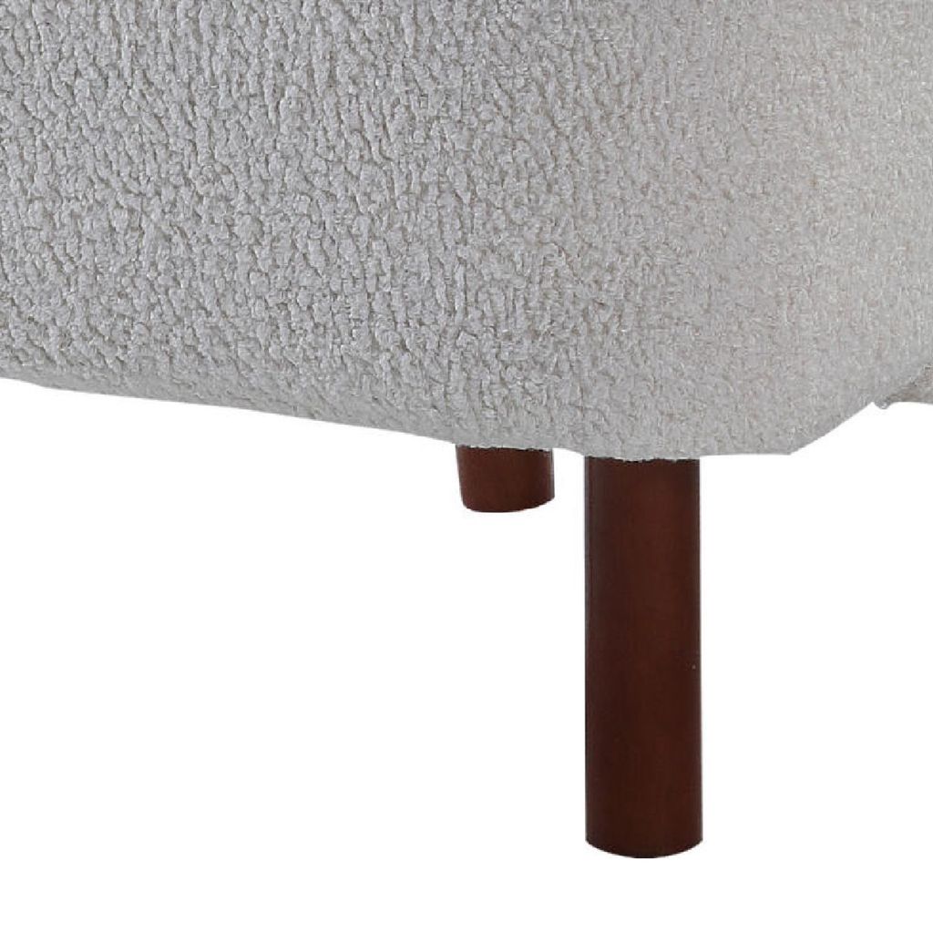 34 Inch Modern Tufted Wingback Accent Chair, Teddy Sherpa Fabric, White - View 5