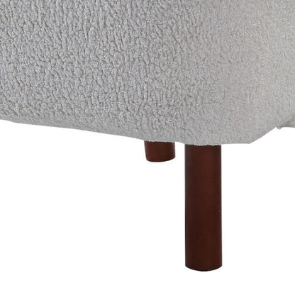 34 Inch Modern Tufted Wingback Accent Chair, Teddy Sherpa Fabric, White - View 5