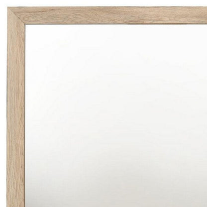 Square Shaped Wooden Mirror with Rough Hewn Texture, Brown - View 3