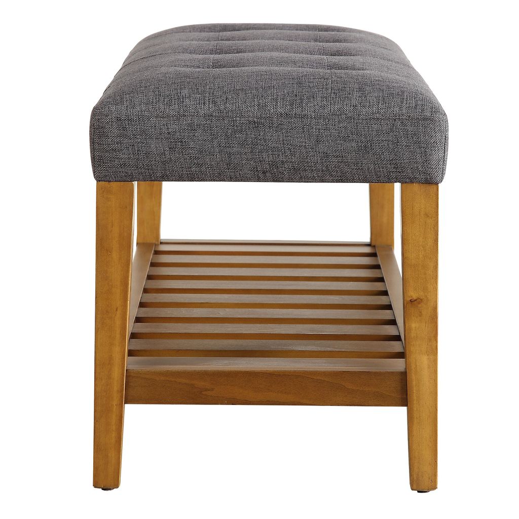 Wooden Bench, Gray & Oak - View 2
