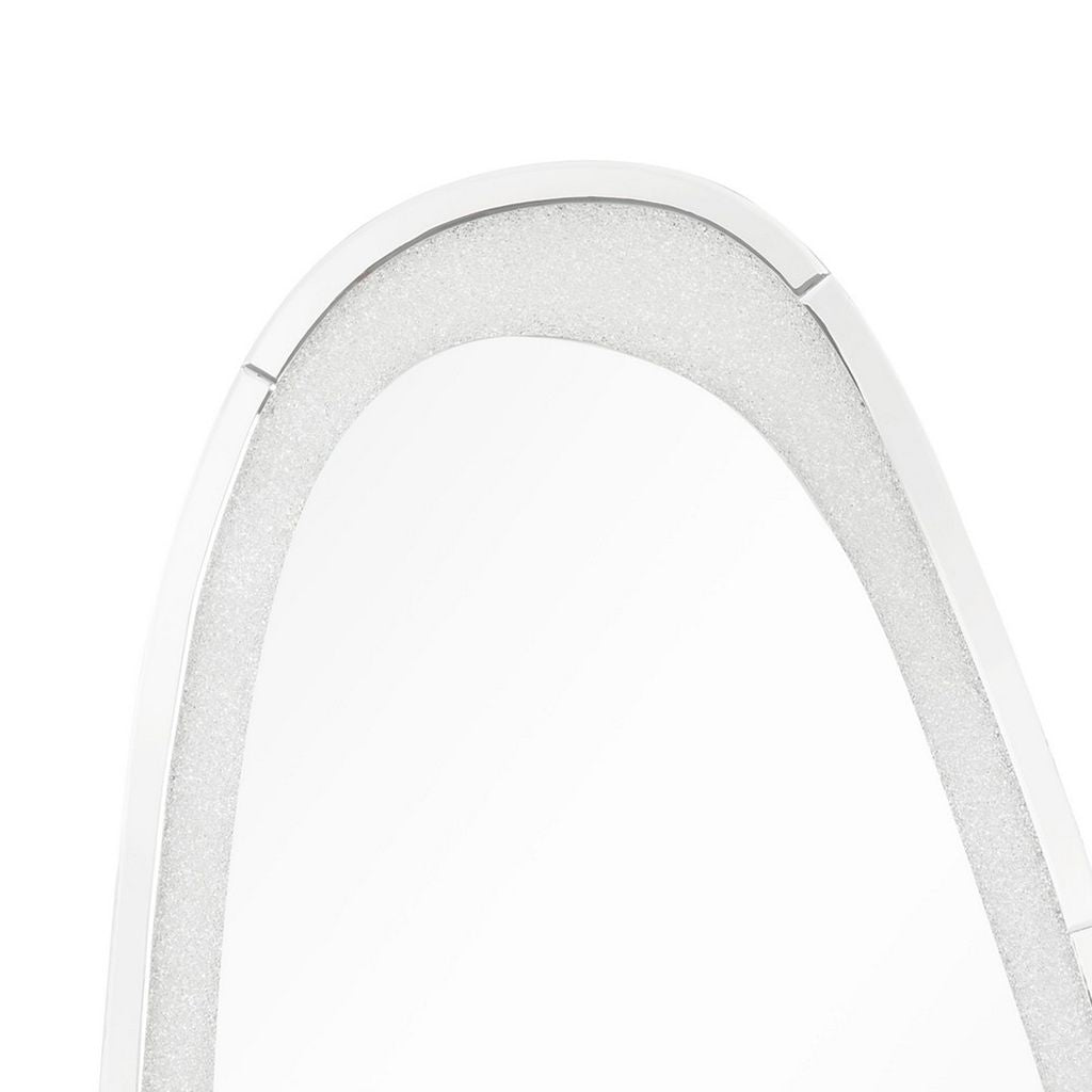 Irregular Beveled Wall Mirror with Touch Led, Silver - View 4
